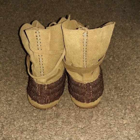 HOUSE OF HARLOW 1960-Maddie-Beaded Suede Moccasin Booties-36.5-Excellent - Picture 5 of 8